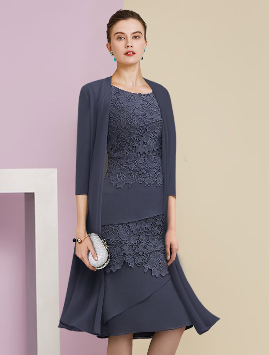 Two Piece Mother of the Bride Dress Formal Wedding Guest Vintage Elega