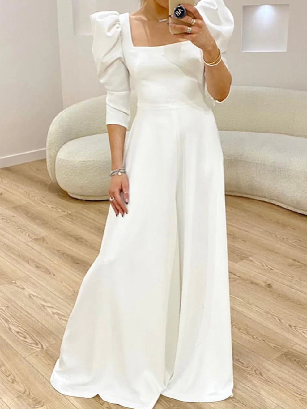 A-Line/Princess Square Neck Floor-Length Chiffon Baby Shower Wedding Dresses with Lace