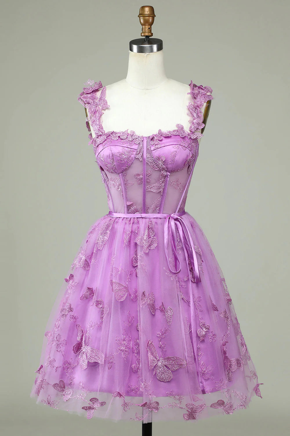 Sweetheart Applique Sheer Corset Dress With Slit Pool main image 1
