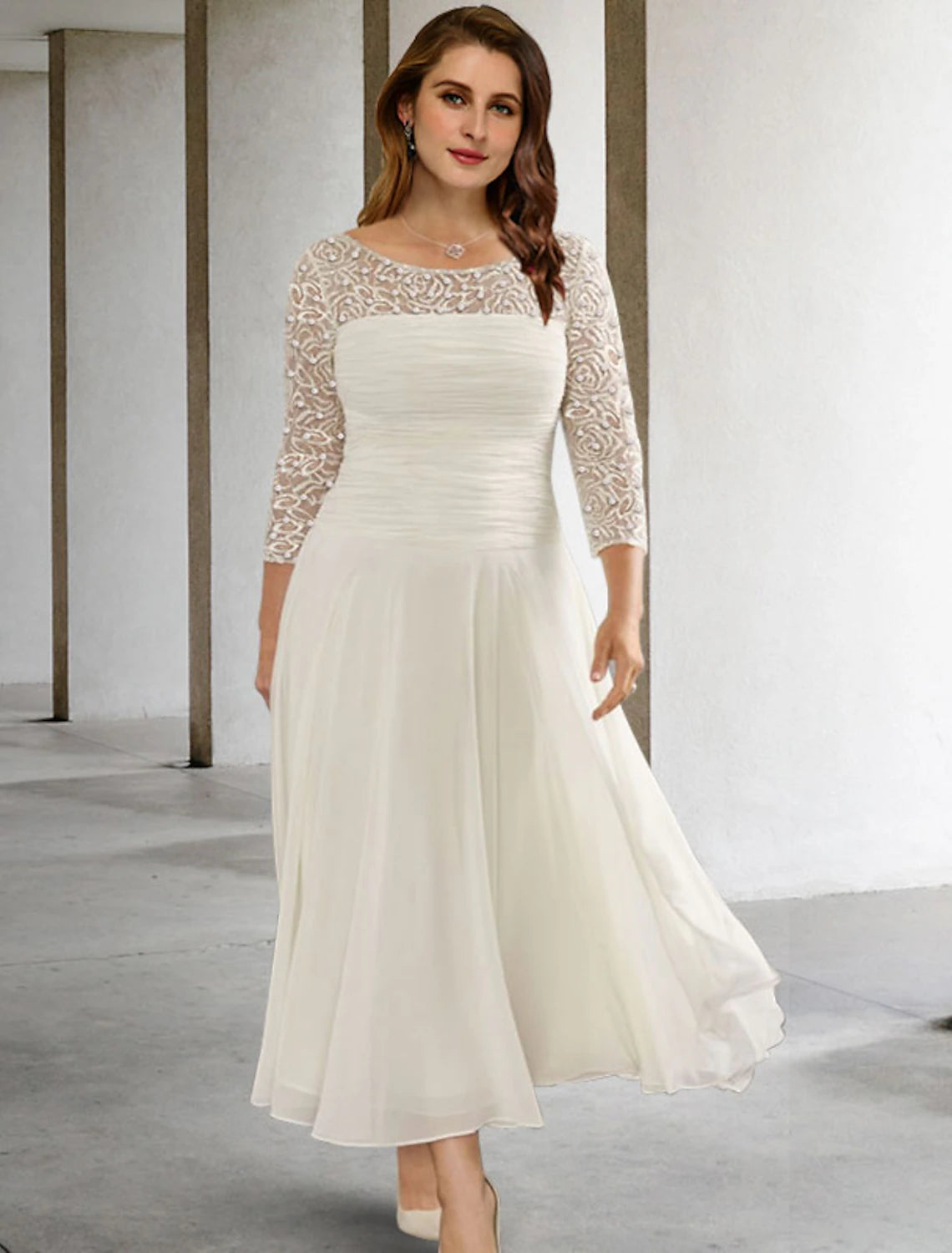 A-Line Mother of the Bride Dresses Plus Size Hide Belly Curve Elegant