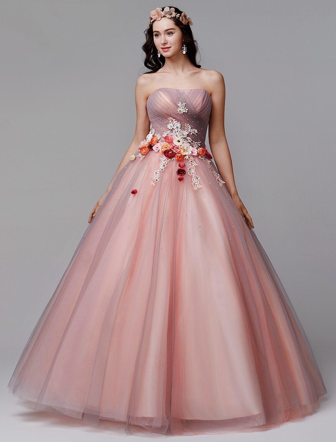 Ball Gown Floral Formal Evening Dress Strapless Sleeveless Floor Lengt ball-gown-floral-formal-evening-dress-strapless-sleeveless-floor-lengt