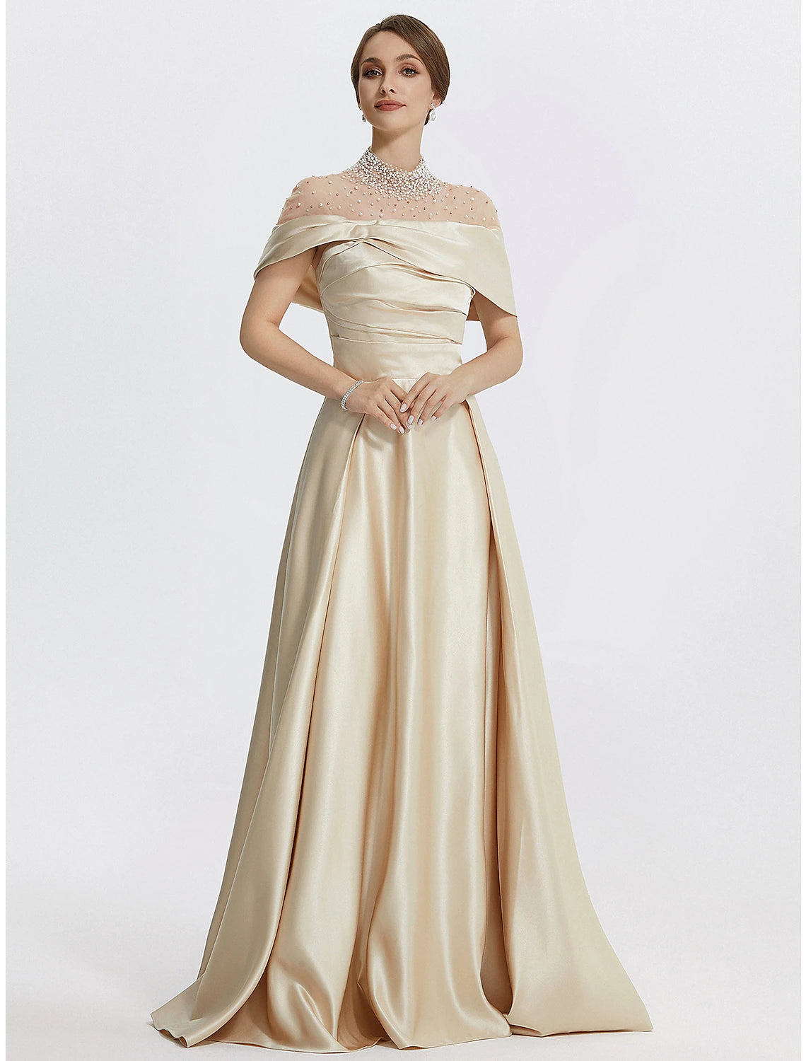 A-Line Evening Gown Elegant Dress Formal Prom Floor Length Sleeveless