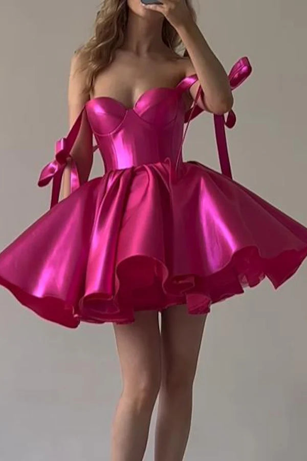 Sweetheart Satin Cute Homecoming Dresses – LD Dress