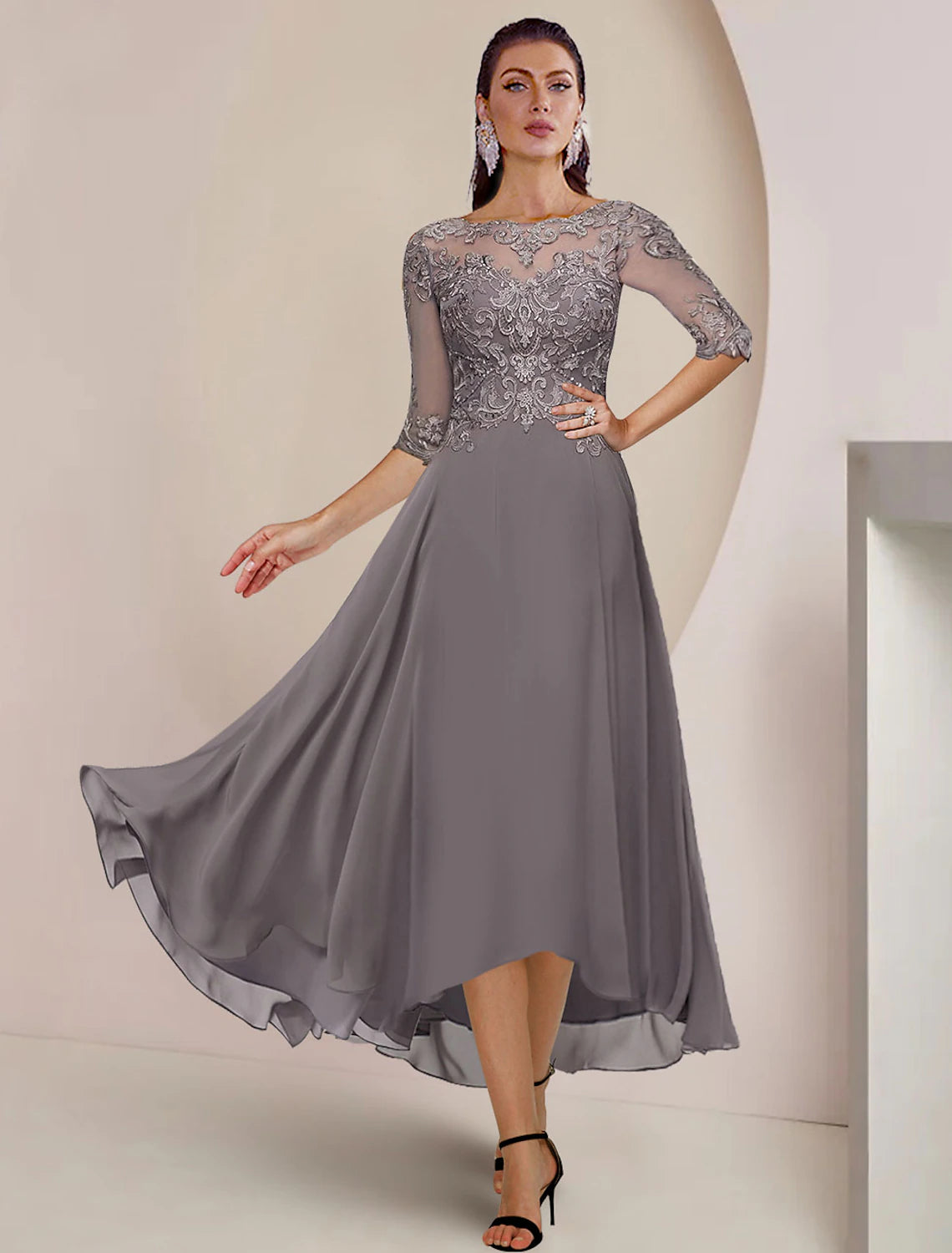 A-Line Mother of the Bride Dress Formal Wedding Guest Elegant High Low