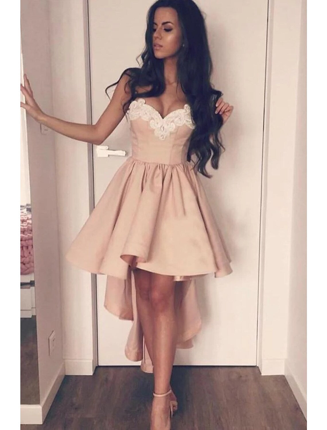 A-Line Cocktail Dresses Party Dress Asymmetrical Sleeveless Satin Back
