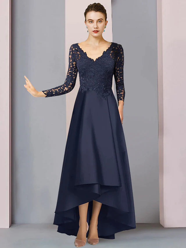 A-Line Mother of the Bride Dress Formal Wedding Guest Elegant High Low