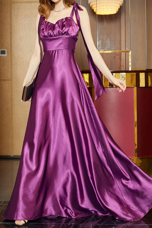 Elegant and formal solid color lace up Prom dress