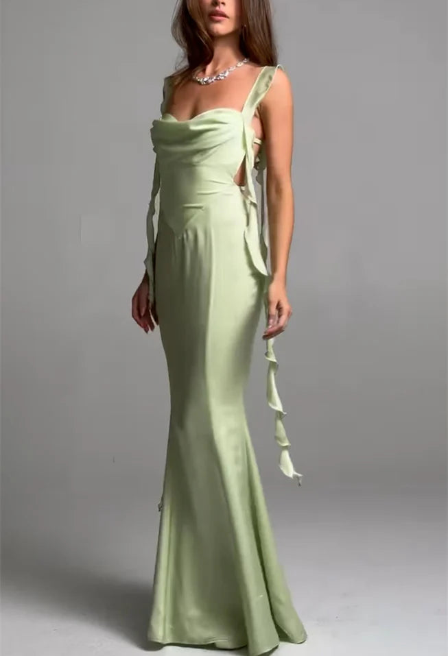 Tight/straight strapless sleeveless and floor length evening dress