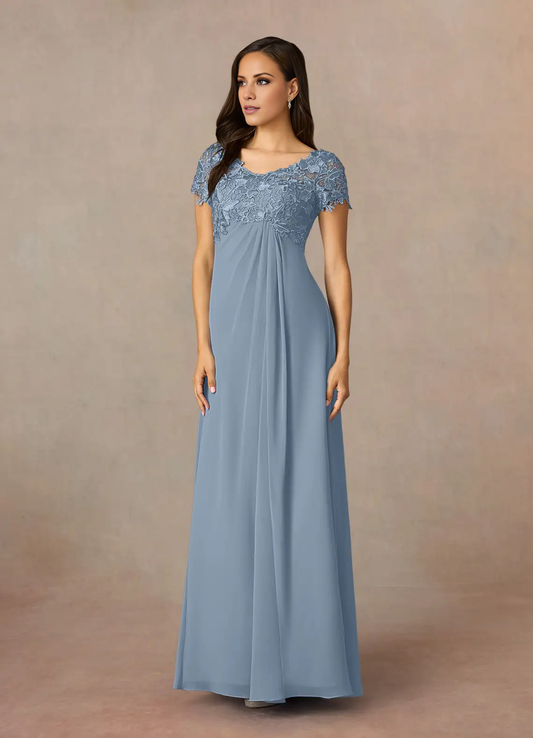 A-line lace chiffon and floor length mothers of the bride dresses