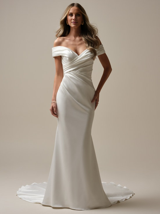 Mermaid Sparkling Satin Asymmetric and Ground length Wedding Dress