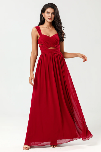 A Line Sweetheart Fold and Chiffon Bridesmaid Dress