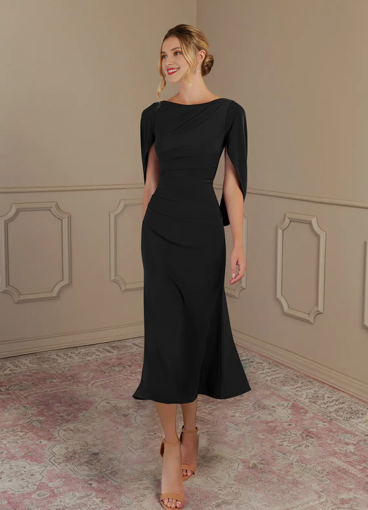 Tight collar luxury knit mother of the bride dress