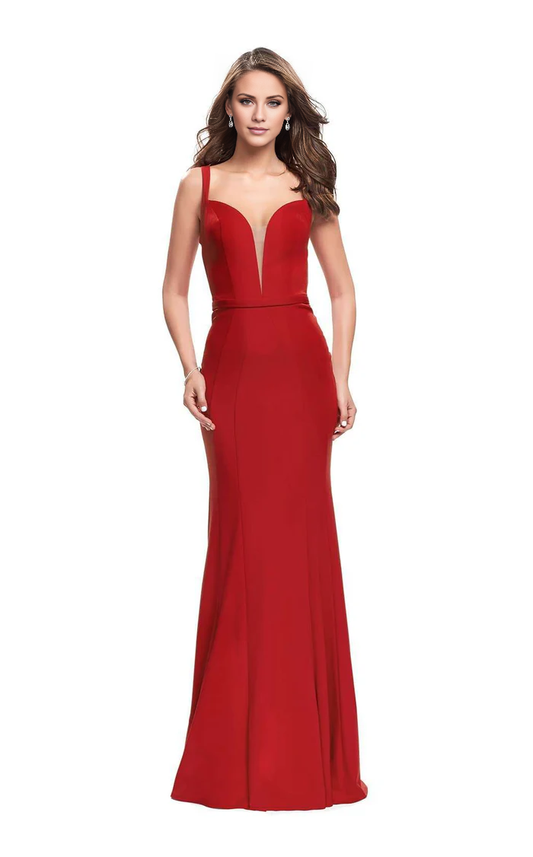 Deep V-neck heart-shaped corset and floor length evening gown