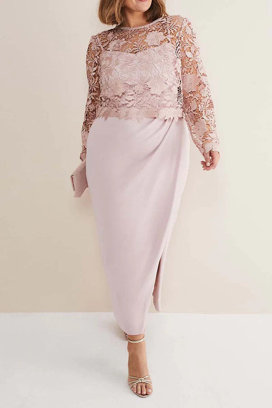 Two piece set of sheath/pillar, pink mother of the bride dress