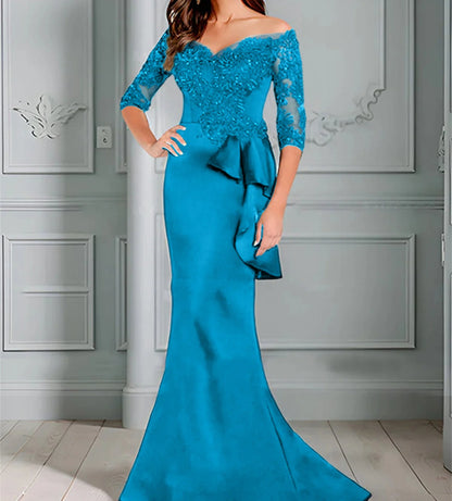 Speaker/Fishtail Off Shoulder Mother of the bride dress