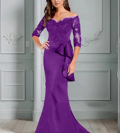 Speaker/Fishtail Off Shoulder Mother of the bride dress