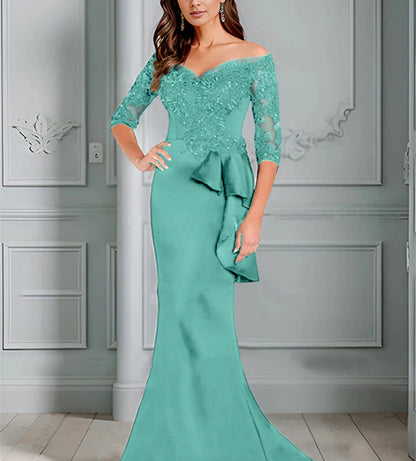 Speaker/Fishtail Off Shoulder Mother of the bride dress