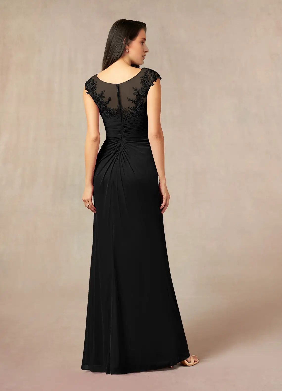 Fish tail lace mesh and floor length mother of the bride dress