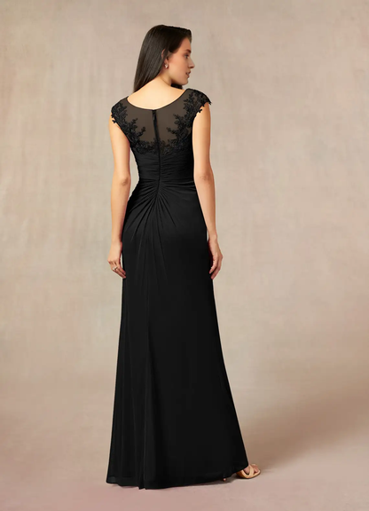 Fish tail lace mesh and floor length mother of the bride dress