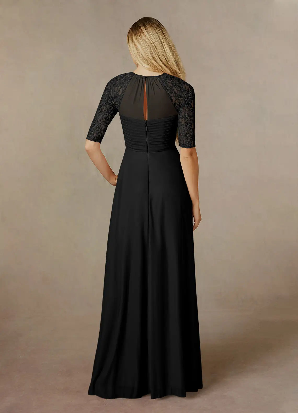 A-line lace mesh and floor length mother of the bride dress – LD Dress