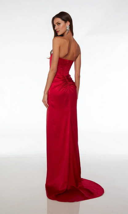 Strapless corset with side slits for formal Prom dress