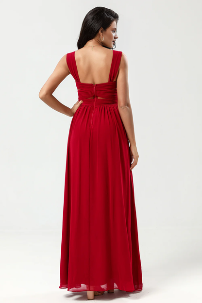 A Line Sweetheart Fold and Chiffon Bridesmaid Dress