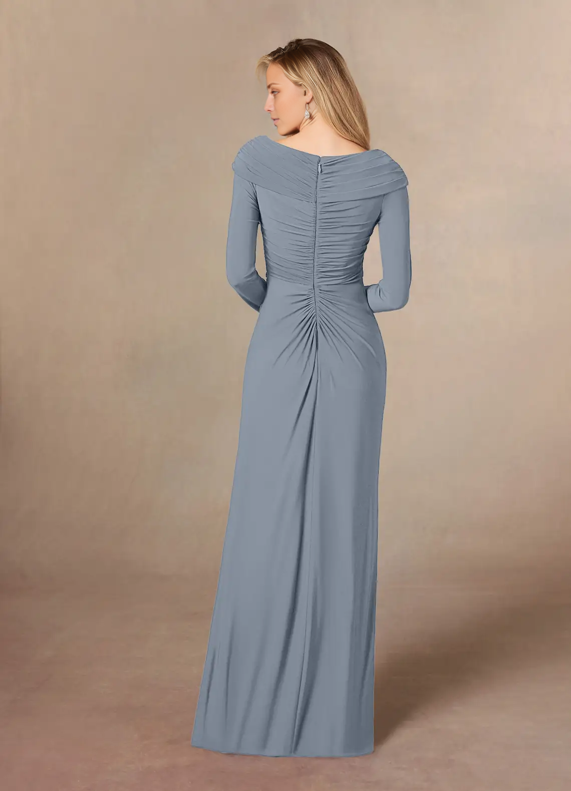 Tight off shoulder satin and floor length mothers of the bride dresses