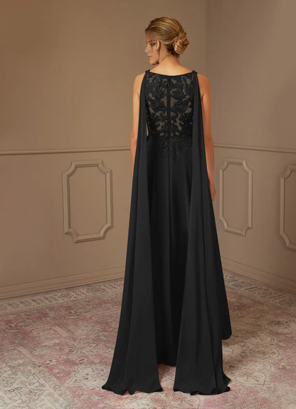 A-line sequined chiffon and ground length mothers of the bride dresses