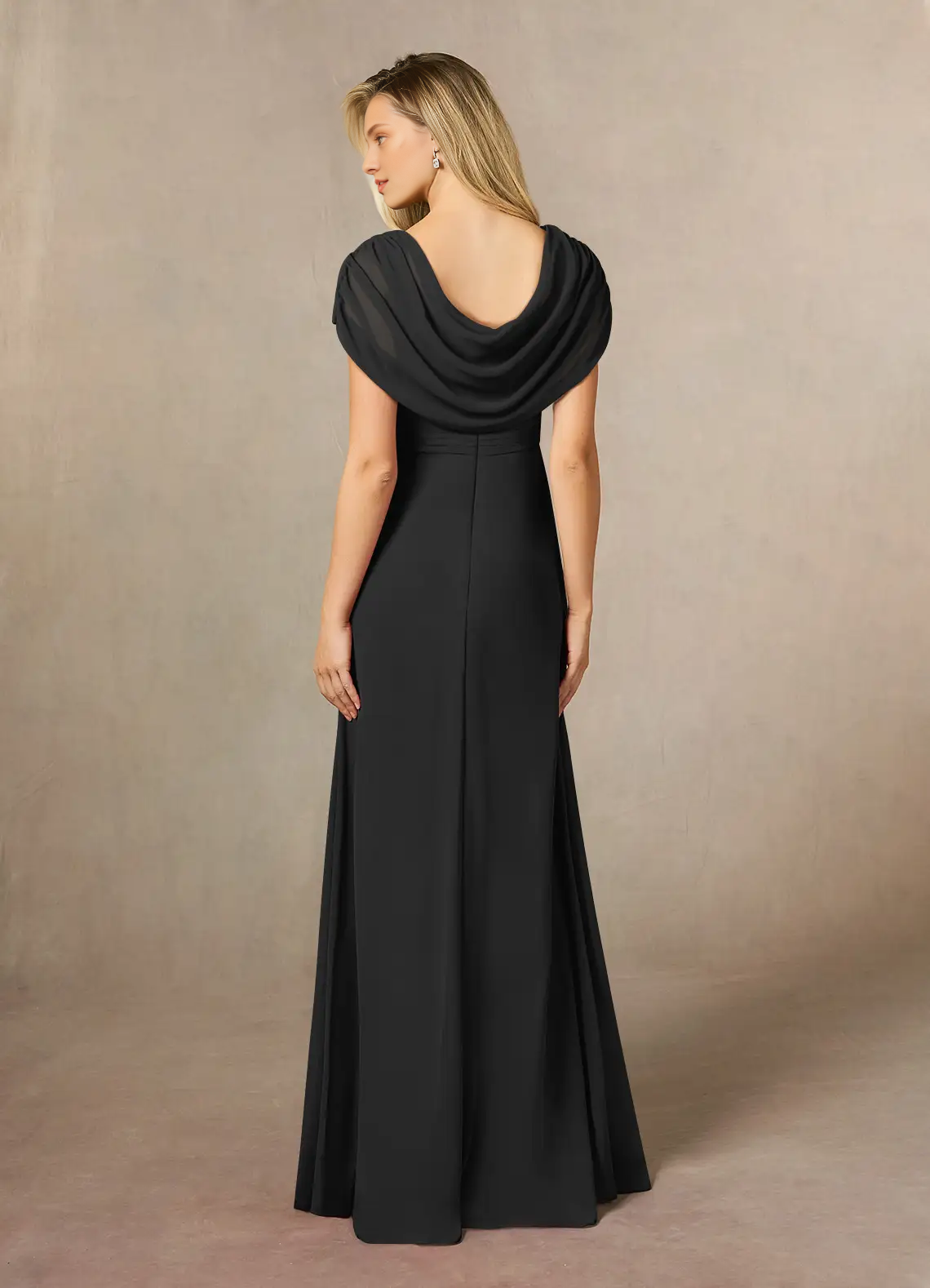 A-line side slit chiffon and floor length mother of the bride dress