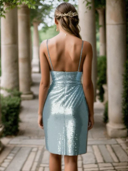 Stunning Sequin Open-Back Spaghetti Strap Homecoming Dress