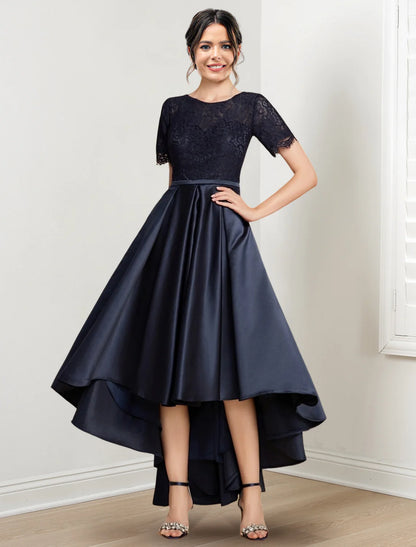 A-line/Princess Jewel Neck Asymmetric Mother of the bride dress