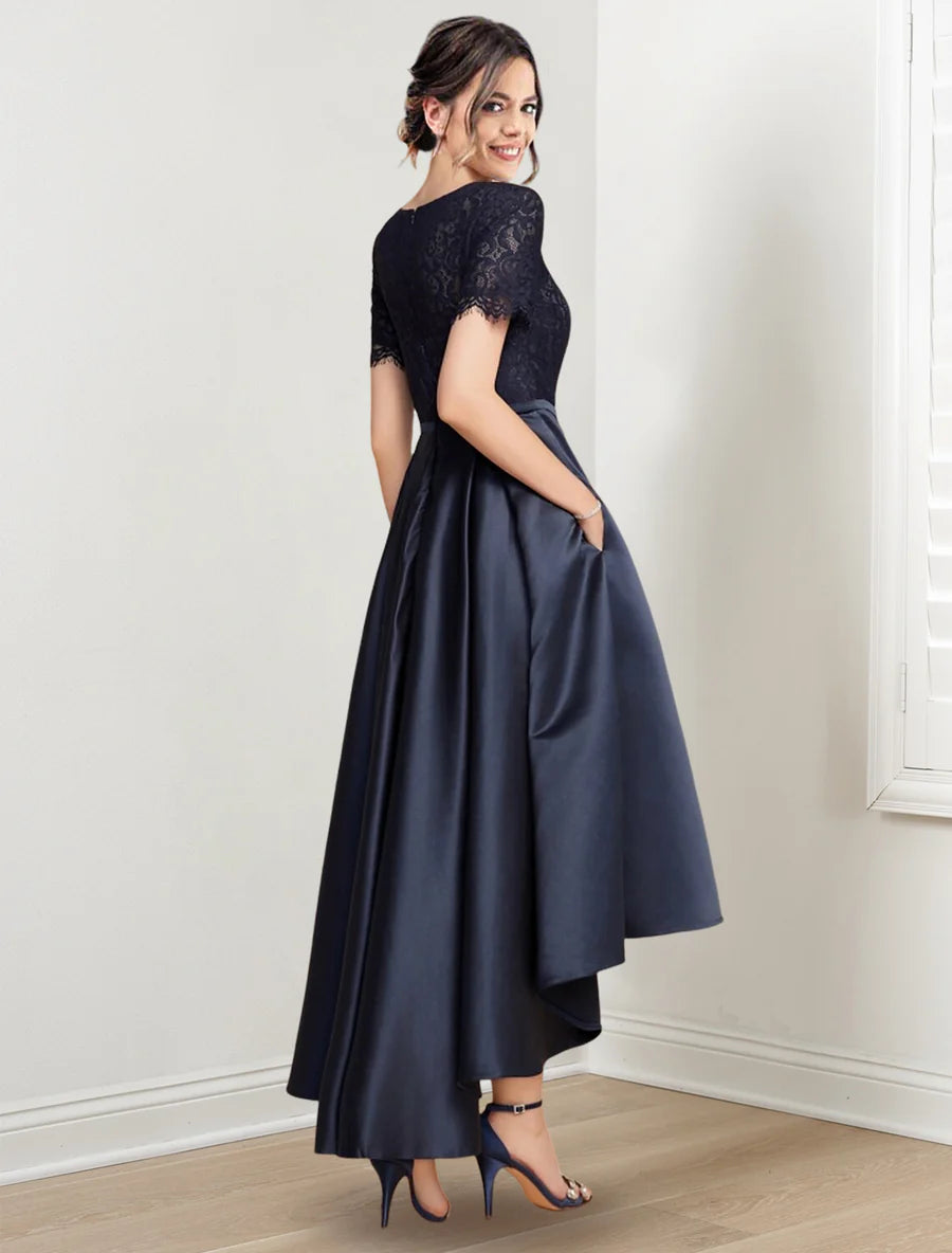 A-line/Princess Jewel Neck Asymmetric Mother of the bride dress