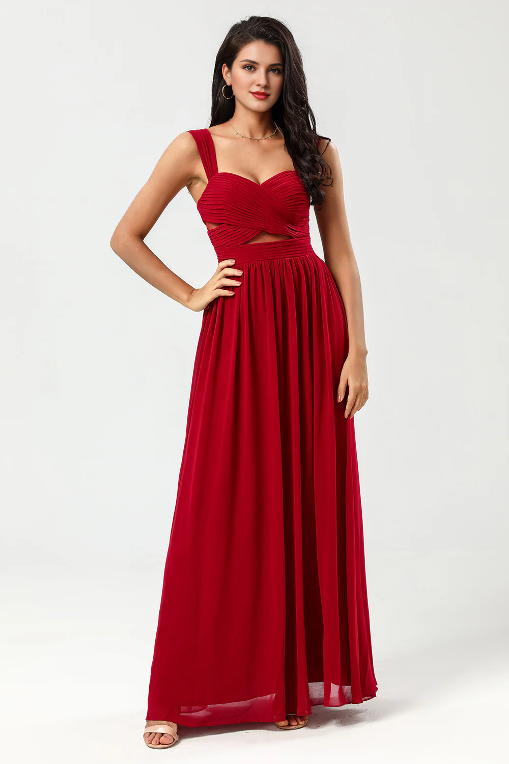 A Line Sweetheart Fold and Chiffon Bridesmaid Dress