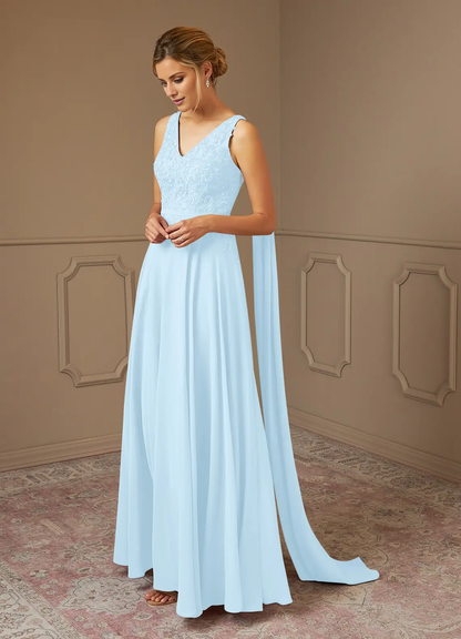 A-line sequined chiffon and ground length mothers of the bride dresses