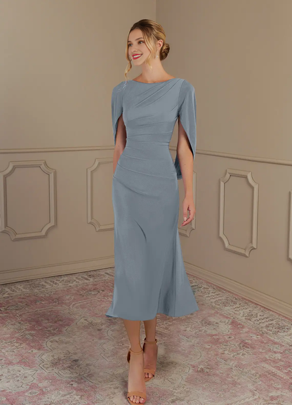 Tight collar luxury knit mother of the bride dress