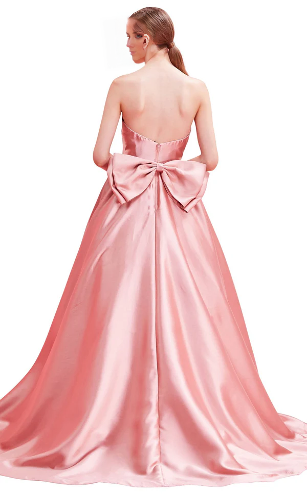 A-line heart-shaped neckline fitted strapless and floor length evening gown