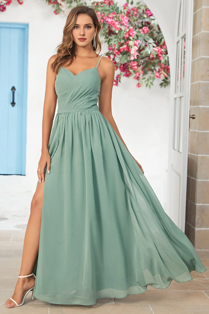 Matcha thin shoulder strap cross cross vest tight corset long bridesmaid dress