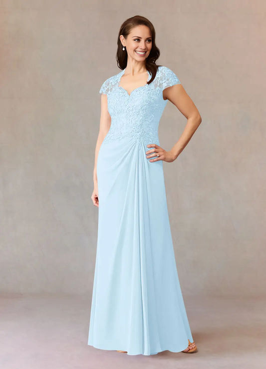 A-line evening gown lace chiffon dress mothers of the bride dresses