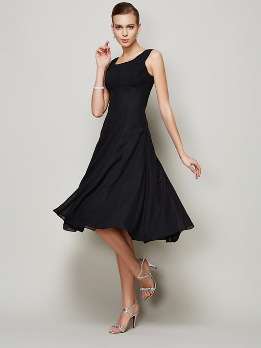 A-Line/Princess Straps Sleeveless Pleats Short Chiffon Bridesmaid Dresses