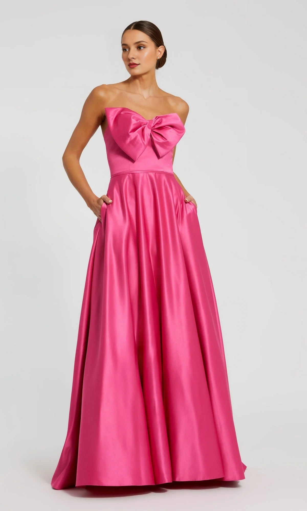 Strapless A-line butterfly condensation back and floor length Prom dress