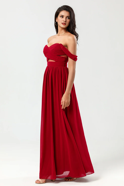 A Line Sweetheart Fold and Chiffon Bridesmaid Dress