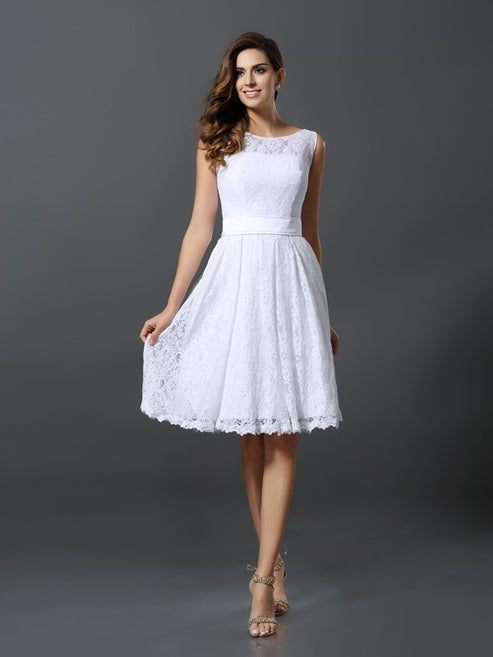 A-Line/Princess Scoop Sleeveless Two Piece Long Prom Dresses