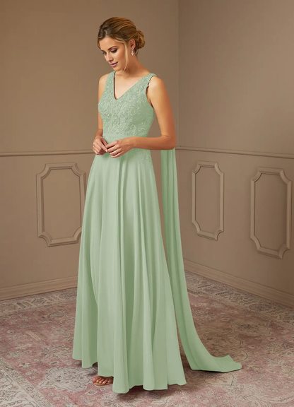 A-line sequined chiffon and ground length mothers of the bride dresses