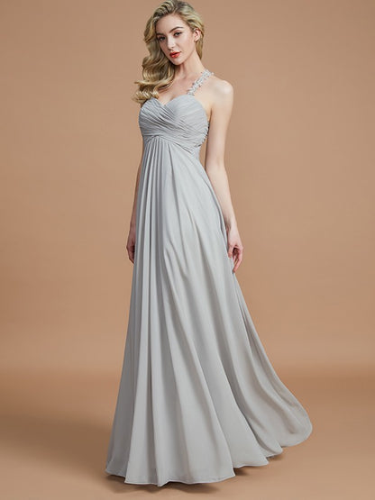 A-Line/Princess Sweetheart Sleeveless Ruched Floor-Length Chiffon Bridesmaid Dresses