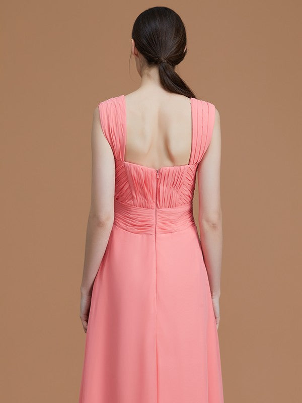 A-Line/Princess Sweetheart Sleeveless Floor-Length Ruched Chiffon Bridesmaid Dresses