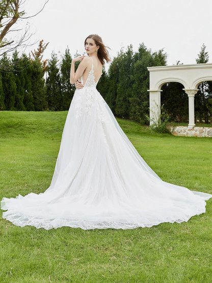 Tattoo V-neck thin shoulder strap wedding dress