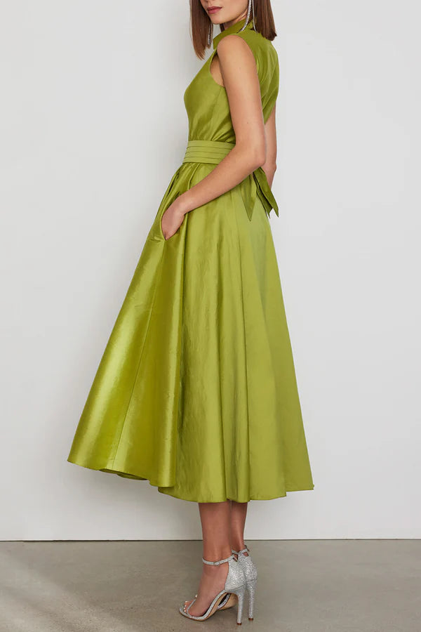 Unique modern satin A-shaped sleeveless formal mother of the bride dress