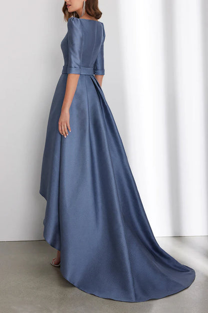 Unique A-shaped high and low half sleeve pockets mother of the bride dress