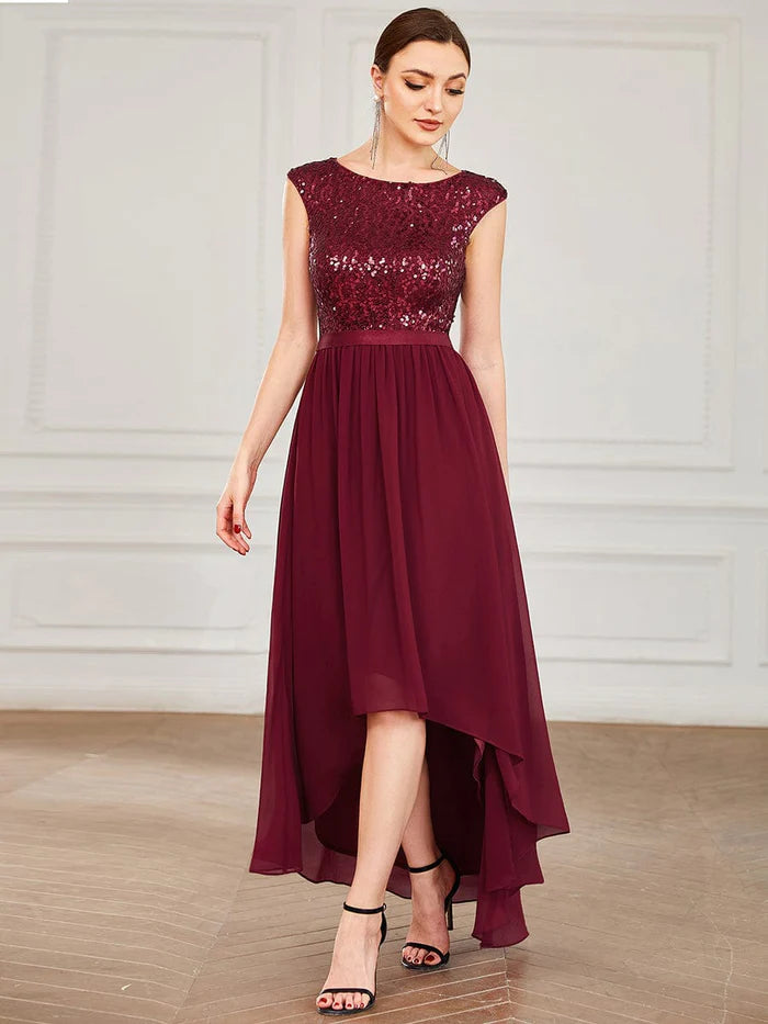 Popular Women Evening Dress Chiffon Sequin Sling Dress