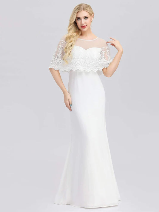 Sweetheart Illusion Neckline Wedding Dress With Ruffle Sleeves